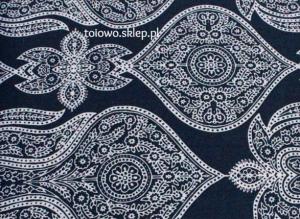 Gutermann Marrakesch tkanina z metra, ornamenty na granatowym tle